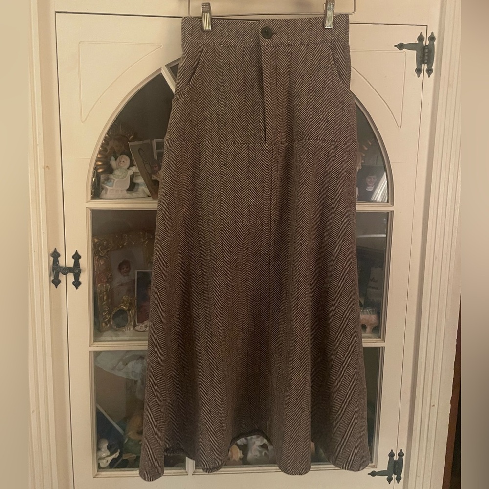 All in Favor Brown Maxi A-Line Skirt XS